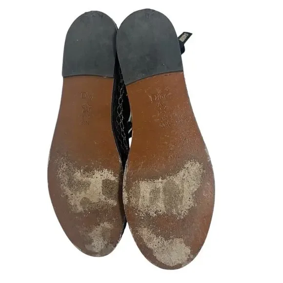 Dior Nicely-D Resille Ankle Wrap Ballet Flats Shoes Black Size 38.5 - Picture 6 of 9